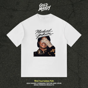 Bandai | MJ Smiling Signature Design Print Michael Jackson Fan Style Short-sleeved Pure Cotton Childrens and Adult Short-sleeved Shirt