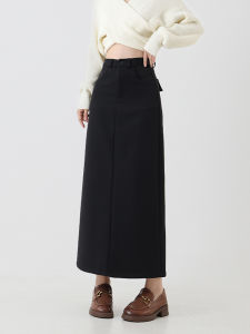 plus Size Suit Style High Waist A-Line Mini Skirt for Women Autumn Winter Straight Cut Slimming Long Dress with Back Slit