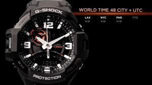 Casio G-Shock GA-1000 Master of G - Air Gravitymaster Analog Digital Watch Resin Band - Twin Sensor, Digital Compass, Modern Aviator Design