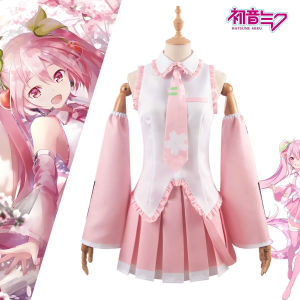 NEW Pink Miku Cosplay Costume Clothes Hatsune Miku MIKU Anime Cosplay Costume JK Skirt Pink Miku Suit Wig Accessories Halloween