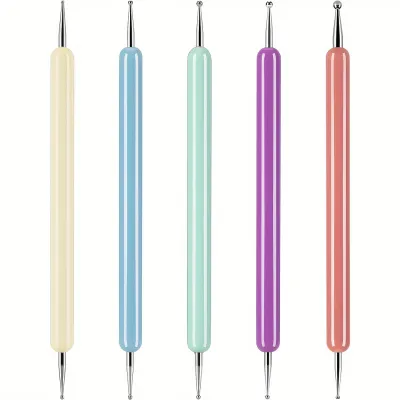 5pcs Embossing Stylus Set Uncharged Plastic Ball Tip Clay Modeling Tools Pattern Tracing and Dotting Accessories for Pottery