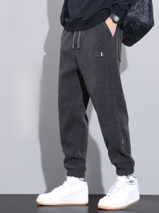 ROMON | Lormen Mens Corduroy Pants Winter Thickened Fleece Lined Cuffed Sports Casual Long Trousers Loose Fit Youthful Style