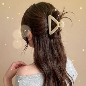 hellocandy | Half-Up Hairstyle Triangular Hollow Out Simple Color Versatile Commute Large Capacity Hair Claw Clip