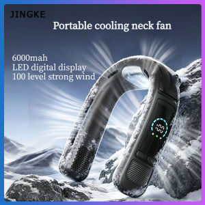 Taoxilife Semiconductor Cooling Neck Air Conditioner 6000mAh USB Rechargeable 5 Speed Wind Adjust LED Digital Display Hands Free Wearable Portable Mini Cooling Fan For Outdoor Sports Travel Camping