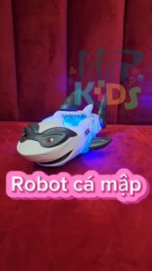 Đồ chơi Robot cá mập có nhạc và đèn vây và đuôi cữ động vui nhộn cho bé