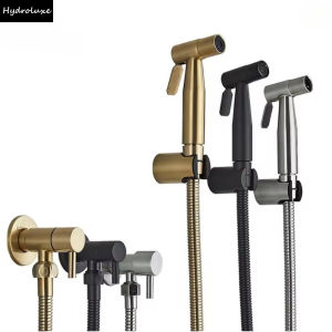 Bathroom Gold Handheld Bidet Sprayer Set Stainless Steel 4 Piece Set of Gold Stainless Steel Bathroom Shower Head High Pressure