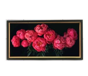 Hiasan dinding lukisan cetak Bunga Mawar Merah plus bingkai uk 100x50cm