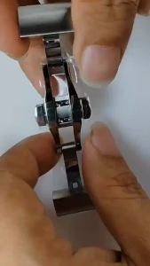16mm 18mm 20mm 22mm 316L Stainless Steel Double Press Butterfly Watch Buckle for Leather Watch Strap Metal Folding Watch Clasp