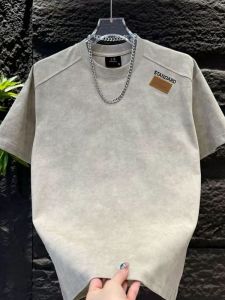 NCE Summer round neck trendy half sleeve embroidered logo mens half cut fashionable T-shirt new embroidered letter short sleeved casual T-shirt