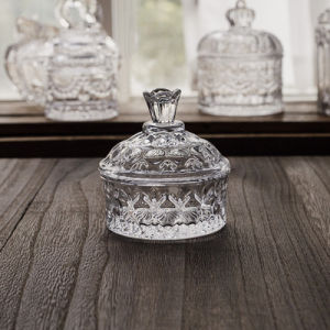 INS Style European-Style Embossed Crystal Glass Jewelry Jar Creative Living Room Candy Dish Dried Fruit Jar Sugar Bowl Aromatherapy