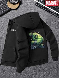 Mens Black Zippered Hoodie with The Hulks Fist Print A Superhero Pattern Coat Suitable for Gym Workouts and Casual Streetwear