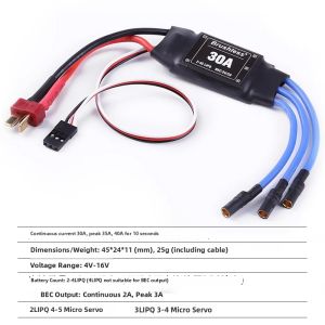 Brushless Electronic Speed Controller for Fixed Wing Model and Multirotor Drones 4S 30A