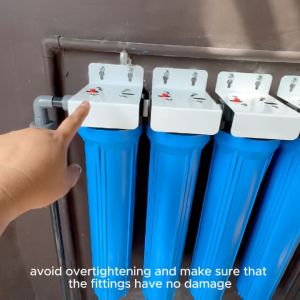 4 Stages Water Filter City Water Premium Heavy Duty Complete Set with PVC Fittings 20" Slim Type All Blue