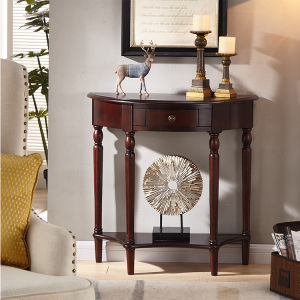 Modern Minimalist Semi-Circular Wooden Entrance Table Wall Decorative Hallway Cabinet American Style French Light Style