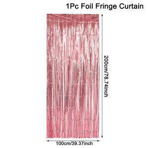 1*2M Party Backdrop Metallic Foil Fringe Tinsel Curtain Adult Kids Birthday Party Wedding Decoration Baby Shower Favor Supplies