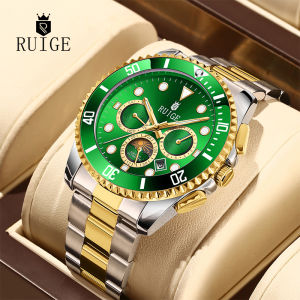 Đồng Hồ Cơ Tự Động Đa Chức Năng RUIGE Dành Cho Nam Vỏ Hợp Kim Thép Không Gỉ Dạ Quang Chống Nước