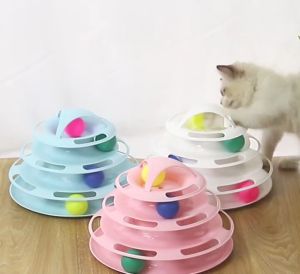 Đồ chơi tháp banh 4 tầng,Đồ chơi tháp bóng sáng tạo tương tác cho mèo,Tự động trêu chọc mèo giải sầu mèo xoay bóng