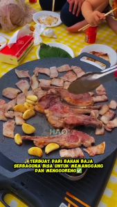 Wajan Pemanggang BBQ Grill Pan Anti Lengket & Alat Panggangan Bulat Serbaguna