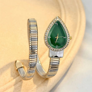 Elegant Ladies Water - Drop Headed Watch with Snake - shaped Band