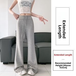 miiow | High Waist Bell Bottom Pants Womens Summer Sporty Casual Slimming Hidden Meat Micro Flared Pants Polyester Fiber Elastic Waist