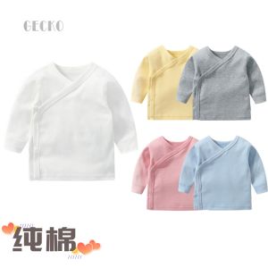 Pure Cotton Boneless Class a Newborn Baby Baby Long Sleeve T-shirt Gown Side Buckle Spring Summer Autumn Bottoming Shirt Confinement Clothing