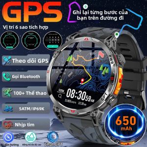 Đồng Hồ Thông Minh GPS Quân Sự Cấp Độ 2025 Mới Dành Cho Nam Đo Độ Cao Chính Xác Có La Bàn Chống Nước 3ATM Dành Cho Bơi Lội Thể Thao Tích Hợp Theo Dõi Nhịp Tim