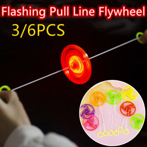 Luminous Hand Pull Flywheel Toy Rainbow Rotating Spinning Tops Novelty Flash Gyro Gift Toys Spinning Light Up Flashing Tops