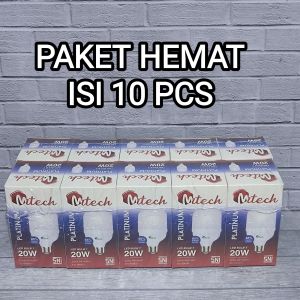 ( PAKET ISI 10 PCS ) MITECH PLATINUM T BULB BOHLAM LAMPU LED CAPSULE 20W 20 WATT CAHAYA PUTIH BERGARANSI