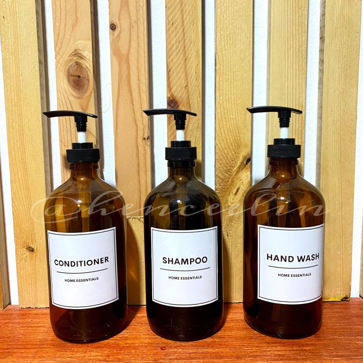 CKS Shampoo Conditioner Handwash Glass Dispenser Bathroom Bottle Container  Pump