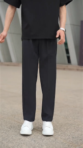 LJPNK Fashionable Men’s Summer Pants – Straight-Cut Ice Silk Dress Slacks for Casual Workwear