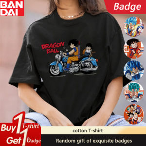 Bandai | Dragon Ball Peripheral Printing GOKU Summer Short Sleeve T-Shirt Classic Anime Mens and Womens Cotton T-Shirt