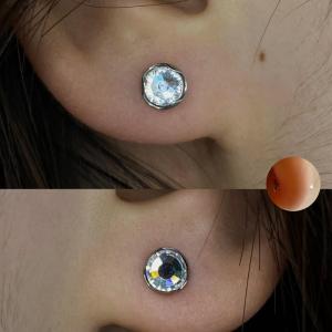 Comfortable Titanium Alloy Stud Earrings with Wave Edge Flat Bottom Zirconia Implant Grade Thread End Fashion Jewelry
