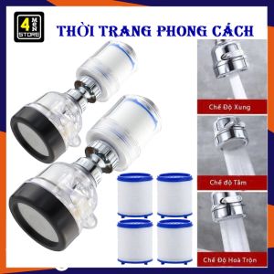 Bộ Lọc Nước Đầu Vòi Rửa Bát Đầu Lọc Nước Tại Vòi Tăng Áp Xoay 360 Độ Có Lõi Bông Lọc Cặn Bẩn Vỉ Khuẩn An Toàn Cho Sức Khỏe - Vòi Nước Tăng Áp Lực Nước