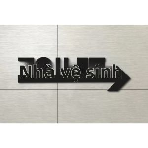 CIFbuy | Acrylic Matte Black Toilet Direction Arrow Wall Art Plaque Trang Trí Nội Thất Biển Hiệu Nhà Vệ Sinh