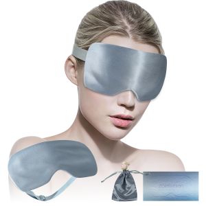 Mặt nạ Mắt Lụa dâu tằm Miếng Bịt Mắt Ngủ-zoesmien thiết kế thoáng mát siêu mỏng (độ dày 01 inch) cho Nam Nữ người ngủ nghiêng một bên Chặn ánh sáng thoáng khí mát mẻ cho đêm ấm áp hơn christma