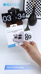 Bộ lens KU.ZOOM bảo vệ camera viền hợp kim kính trong suốt 9H cho 18 17 16 pro max 15 12 13 ProMAX 14 Plus phụ kiện MinnSTORE