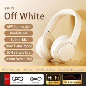iKF T1/T1 PRO/T1 MAX Wireless Bluetooth Headphones Call Noise Cancelling Over ear Headset Bass Stereo Sound 50 Hrs Built-in Mic Compatible iOS/ Android for Online Class Meeting Game Reading