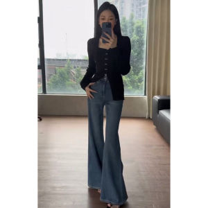 ผู้หญิง ชุดแฟชั่นระดับพรีเมียม สไตล์เกาหลี พรางหุ่น บาน กางเกงยีนส์ แขนยาว ยาว เดรส เดินทาง ฤดูใบไม้ร่วง ฤดูหนาว โพลีเอสเตอร์ ไฟเบอร์