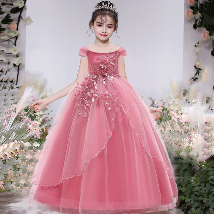 Amazon.com: Big Girls Tulle Lace Princess Bowknot Dress Flower Girl Wedding  Communion Evening Birthday Party Dress Navy Blue 5-6 Years: Clothing, Shoes  & Jewelry