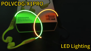 POLVCDG-BDX1PRO- LED Light Sports Bone Conduction Earphones Bluetooth 5.4 Running/Fitness/Cycling with Microphone Luminous Sports Earphones