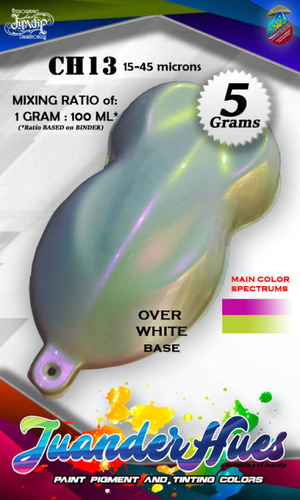 5 grams High Grade White Chameleon CH13 Yellow Pink Pigment Color Changing Powder Pearl Effect for Paint Binder Clear Coat Powdercoat Multicolor Juanderhues