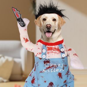 Small and Medium Pet Dog Funny Clothes Cosplay Deadly Doll Transformation Costume Wig Upright Creative Costume Halloween Party