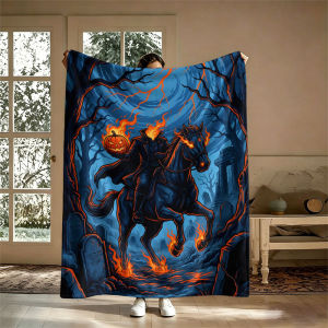 BILIBILI | Headless Horseman Halloween Flannel Blanket Perfect for Sofa Office Bed Travel Sleep Read Relax Camping Four Season Use