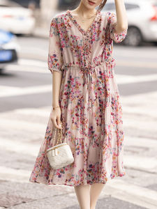 DAIXIANGFEIZI | Floral Chiffon Summer Dress