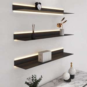 Kệ Treo Tường Kim Loại Đơn Giản Có Đèn