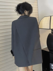 Gray Suit Jacket Womens Spring Autumn 2025 New Korean Version Long Sleeve Professional Versatile Career Small Western Style