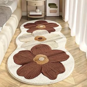 Thảm Nhung VIKAMA Thảm Vẽ Tranh Sơn Dầu Bằng Vải Polyester Mềm Mại Có Thể Giặt Được Chống Trượt Cho Phòng Ngủ Phòng Khách Ban Công - Họa Tiết Hoa Dành Cho Người Lớn Sử Dụng