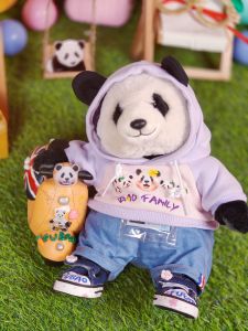 June-Old Baby Cotton Underwear Fubao Work Card Love Treasure Panda Design Denim Overalls Collectible Doll Clothes