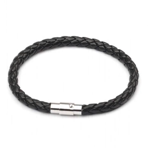 Classic Mens Simple Design Leather Bracelet Multicolor Stainless Steel Button Bangle Women Men Wristbands Valentines Day Gift