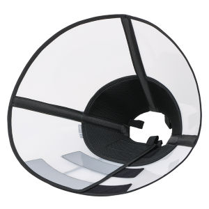 Doglemi Foldable Deepening Plaid Elizabeth Collar Headgear Bandana Anti-Bite Licking Transparent Shame Ring